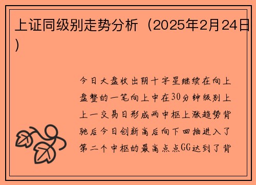 上证同级别走势分析（2025年2月24日）